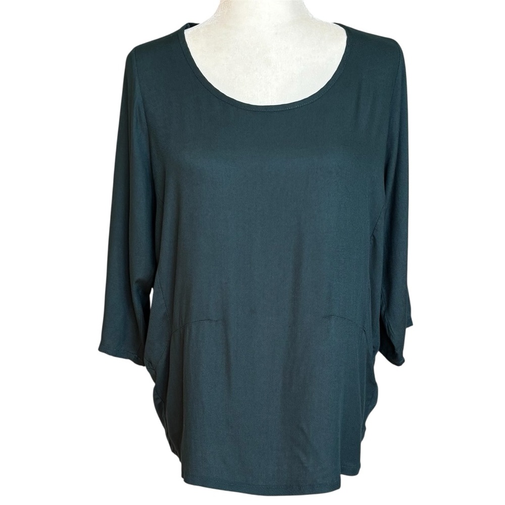 Peruzzi Dark Teal 3/4 Sleeve Top Size 8